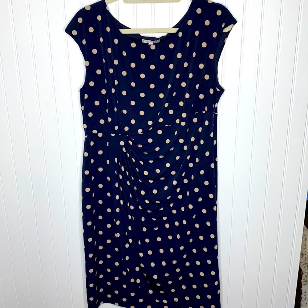 Navy Tan Polka Dot Dress